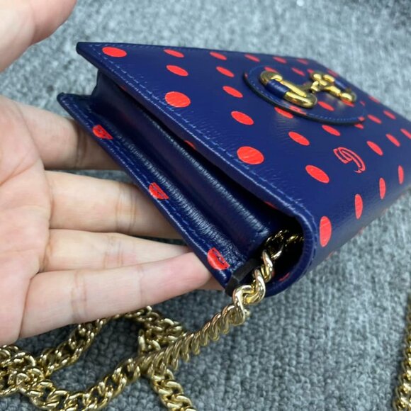 100% Authentic GUCCI Horsebit 1955 Chain Wallet Leather Shoulder Bag - Picture 5 of 13